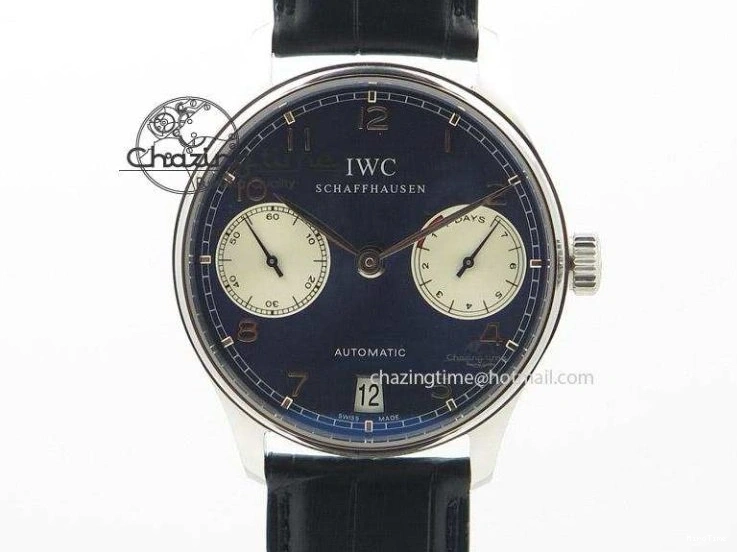 MIROTIME 1230 Portuguese Chrono IW3716 RSF 1:1 Best Edition Blue Dial on Black Leather Strap A RelaxedFit 7045